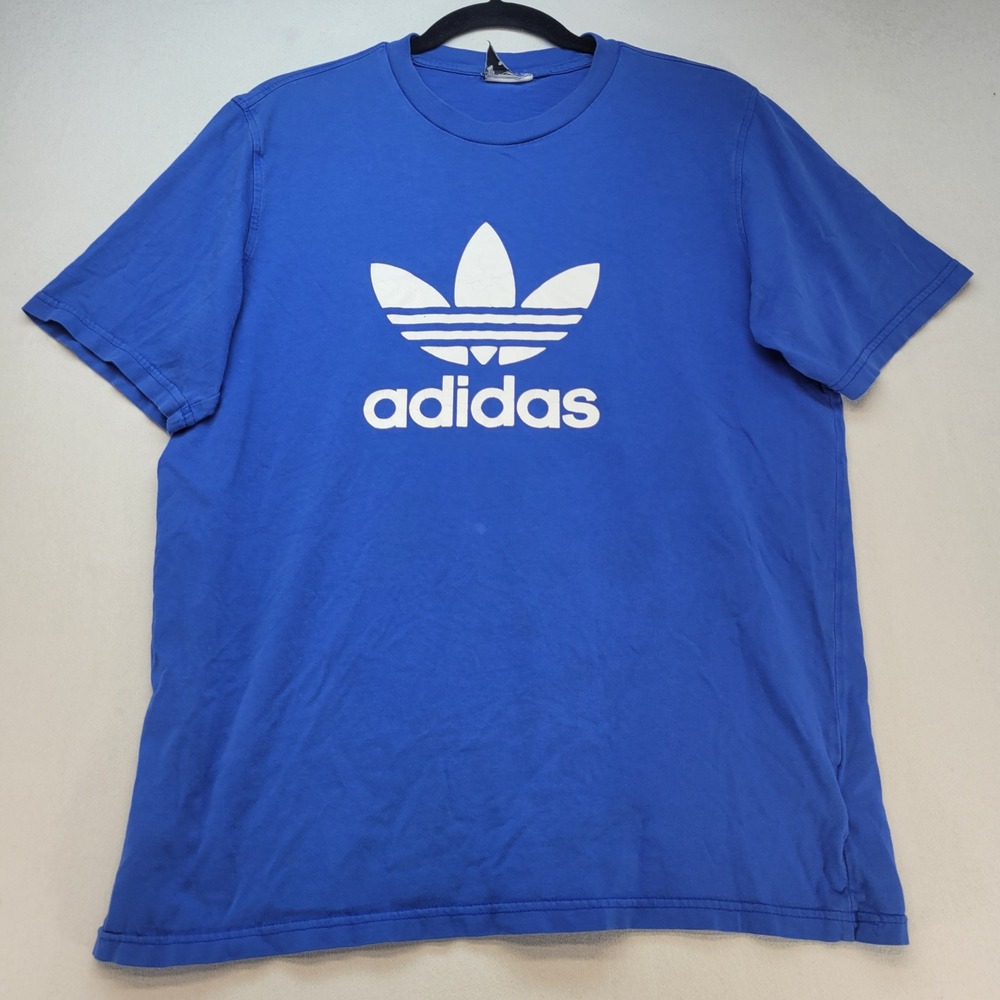 Adidas T-Shirt Mens XL Blue Trefoil Logo Graphic Short Sleeve Sport Cotton Tee